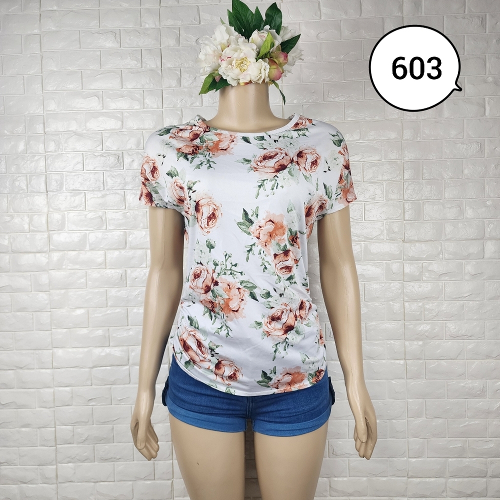 first love small white floral blouse